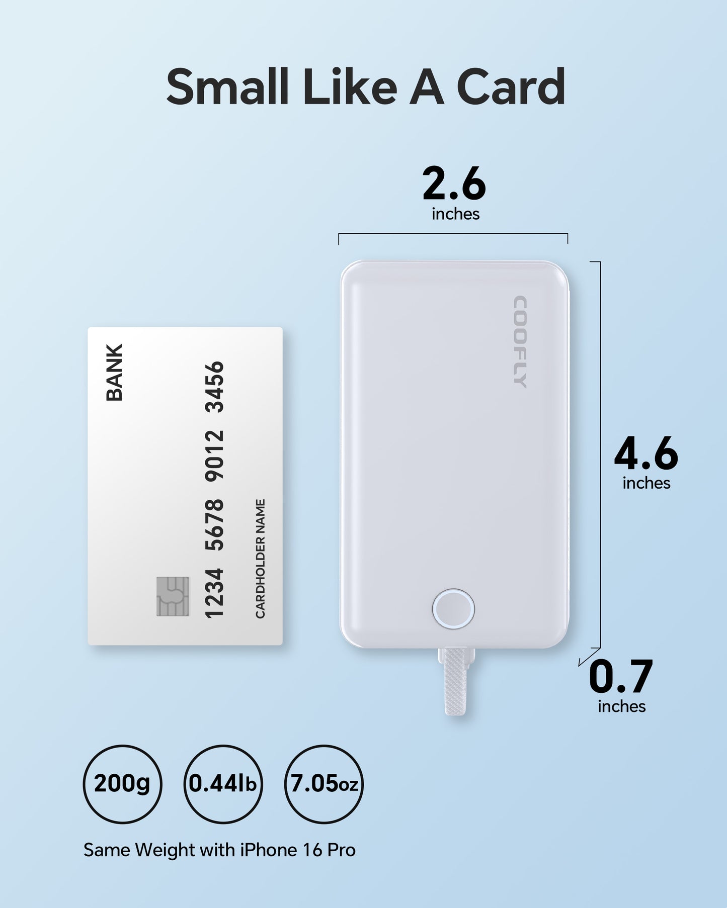 COOFLY P269D 10000mAh Magnetic Build-in USB-C Cable 10000mAh Power Bank, 20W Fast Charging