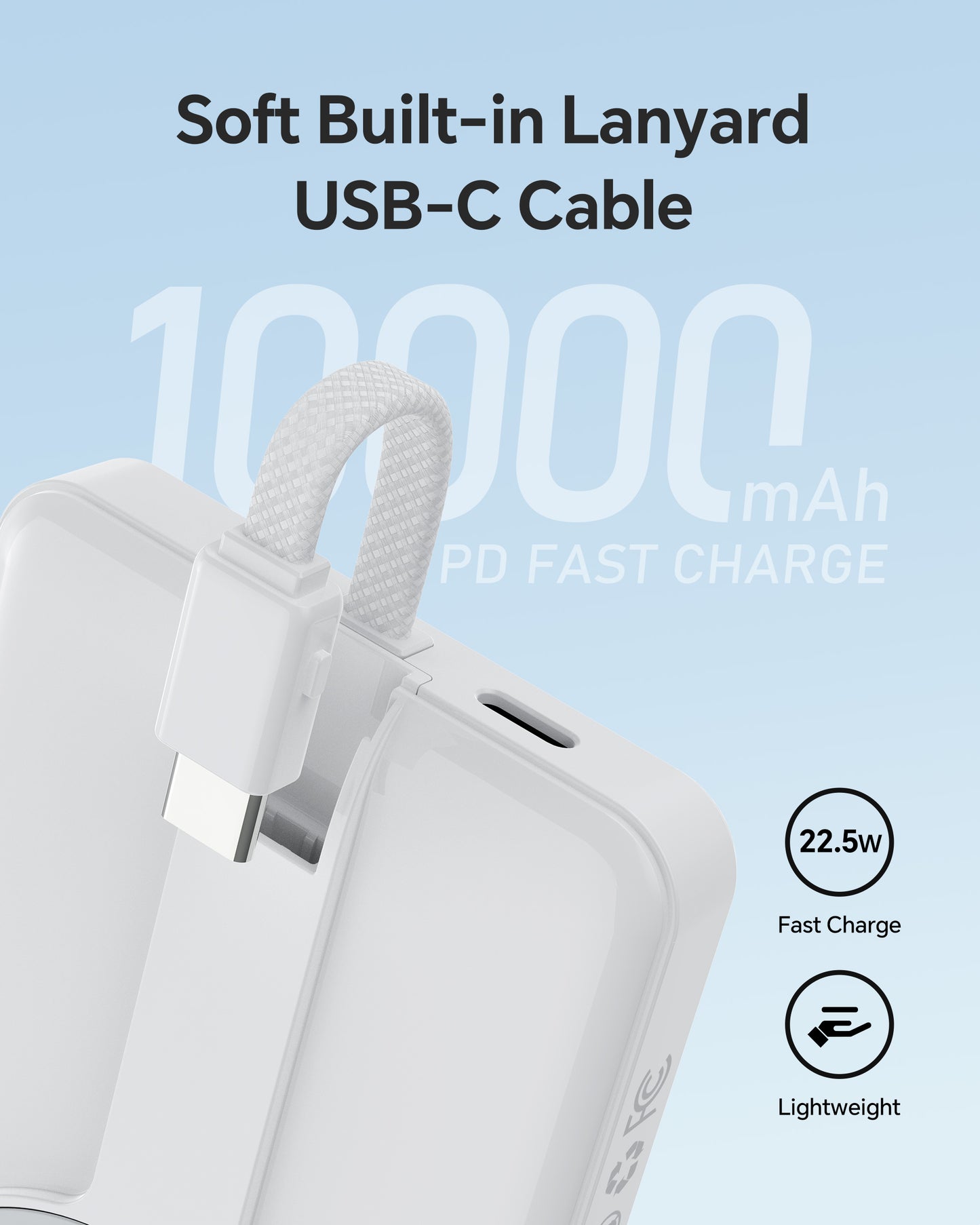 COOFLY P269D 10000mAh Magnetic Build-in USB-C Cable 10000mAh Power Bank, 20W Fast Charging