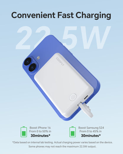 COOFLY P269D 10000mAh Magnetic Build-in USB-C Cable 10000mAh Power Bank, 20W Fast Charging