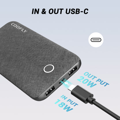COOFLY P176D Type-C In&Out 10000mAh Power Bank, 20W Fast  Charging