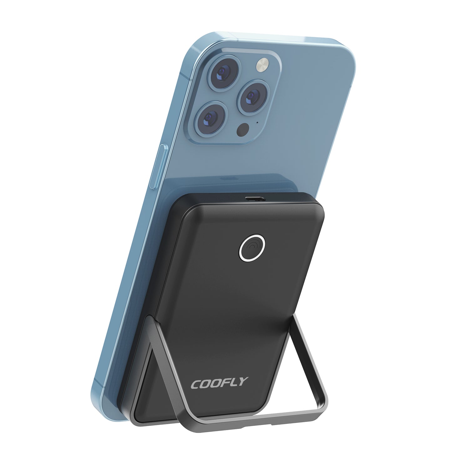 COOFLY Wireless Portable Charger with Stand, 5000mAh Magnetic Power Bank with Type-C Input/Output Ultra Slim Battery Pack for iPhone 16/15/14/13/12 Series
