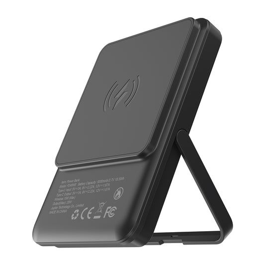 COOFLY Wireless Portable Charger with Stand, 5000mAh Magnetic Power Bank with Type-C Input/Output Ultra Slim Battery Pack for iPhone 16/15/14/13/12 Series