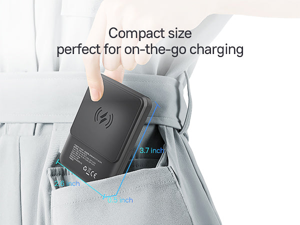 COOFLY Wireless Portable Charger with Stand, 5000mAh Magnetic Power Bank with Type-C Input/Output Ultra Slim Battery Pack for iPhone 16/15/14/13/12 Series